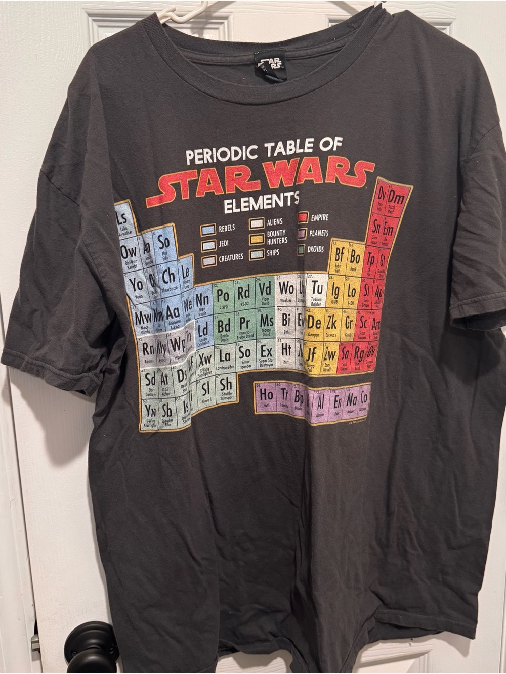 Star Wars Periodic Table Graphic Tee Mens Large Gray Sci-Fi Movie Shirt